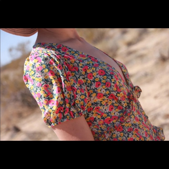 TopShop Open Back Ruffle Tier Floral Midi Dress - Picture 2 of 7